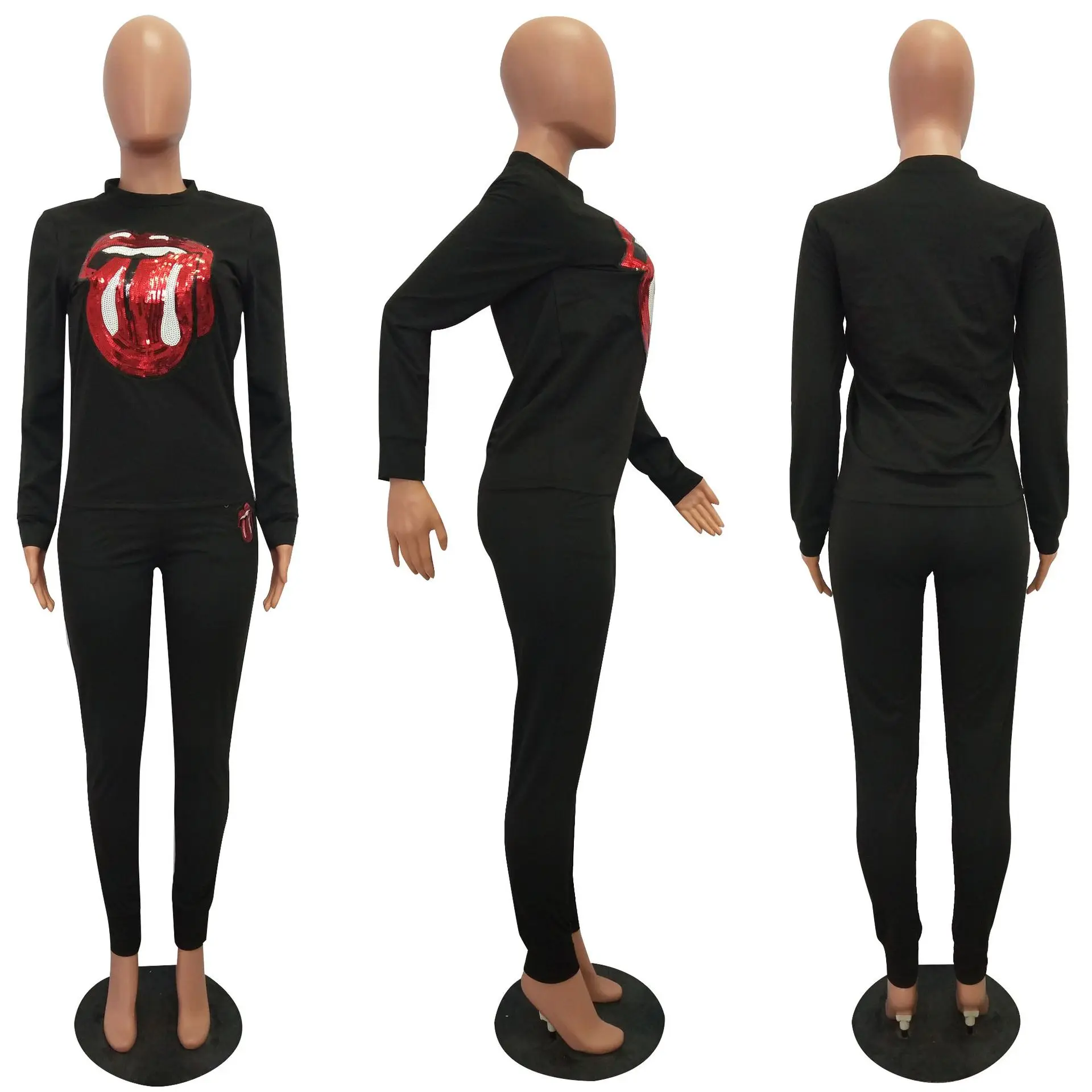 

Plus Size S-XXL Autumn Winter Two Piece Outfits Women Long Sleeve Tops and Pants Sweat Suit Tracksuit Matching Sets