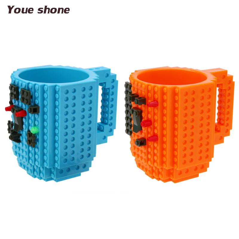 10 Colors 12oz Build-On Brick Mug Lego Type Building Blocks Coffee Cup DIY Block Puzzle Portable Drinkware Drinking | Дом и сад