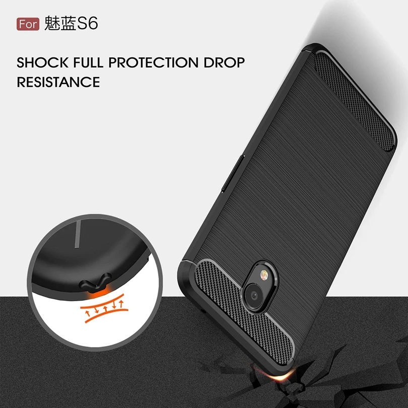 For MEIZU Meilan S6 / MeilanS6 5.7&quot Case Anti-knock Soft TPU Brushed Rugged Rubber Silicone Hybrid Phone Cases Cover |