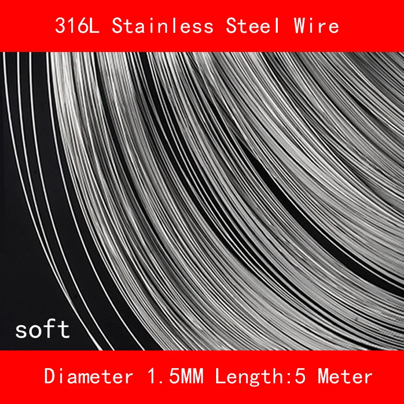 Купи 316L Stainless steel wire soft Diameter 1.5mm Length 5 meter за 2,274 рублей в магазине AliExpress
