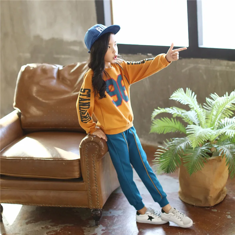 Children's Wear Girl Spring Long Sleeve Suit 2018 New Korean Kids Girls Printed Class Uniforms Sport Clothing 2PCS Sets CLS123 |