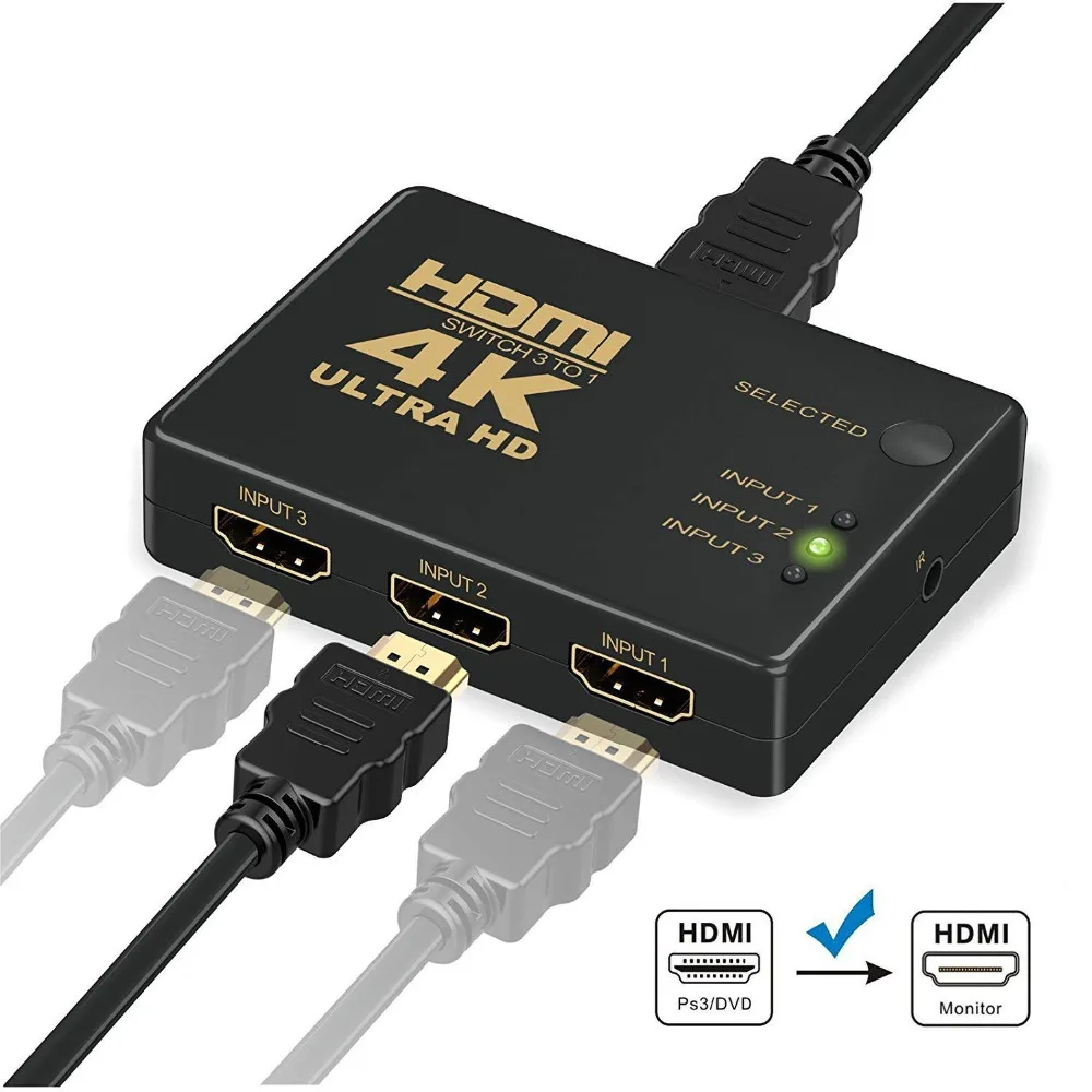 Antoksky мини-Коммутатор HDMI 4K HD1080P 3 5 переключатель порта hdmi селектор сплиттер +