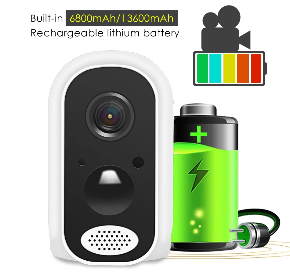 Hiseeu 13600 мАч батарея IP камера 1080P HD беспроводная wifi камера 2.0mp Домашняя безопасность видео Survelliance водонепроницаемый PIR сигнализация