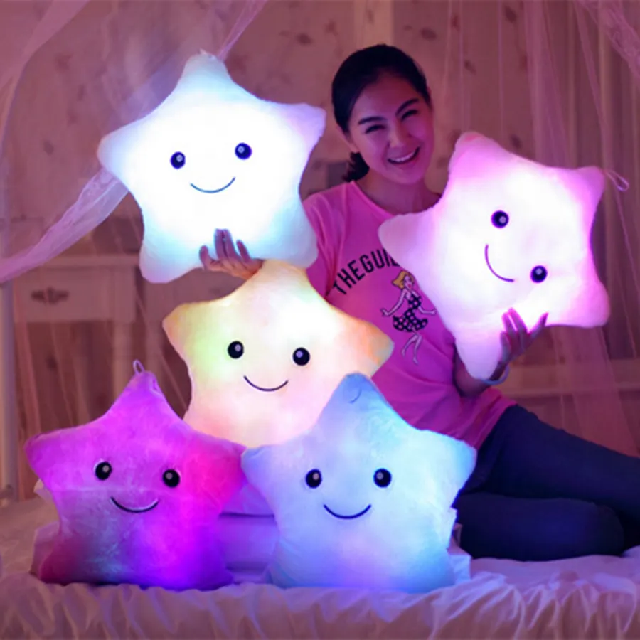 

38cm Stuffed Plush Led Pillow Luminous Pillow Led Light Pillow Colorful Stars Children Kids Toys Doll Birthday Gift Juguetes