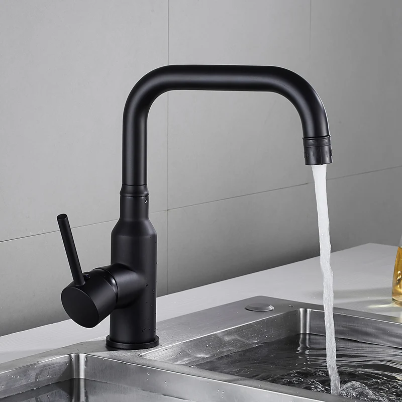 

Kitchen Faucet Black/Nickel/Chrome Brass Bathroom Sink Faucet Single Handle High Arch Swivel Spout Kitchen Deck Vessel Mixer Tap