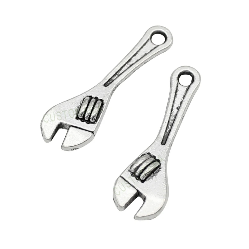 

100pcs-Antique Tibetan Silver 3D Wrench Charm Pendant 24x8mm