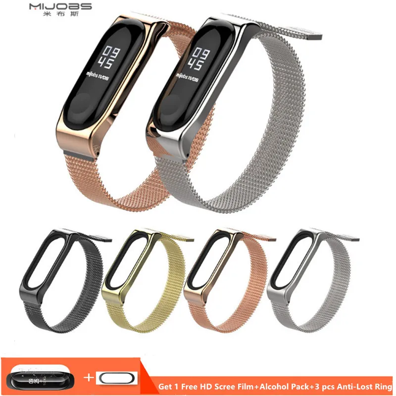 

Mijobs Mi band 3 Смарт-часы из нержавеющей стали Миланская Магнитная Петля ремешок для Xiaomi Mi Band 3 замена Miband 3 браслет