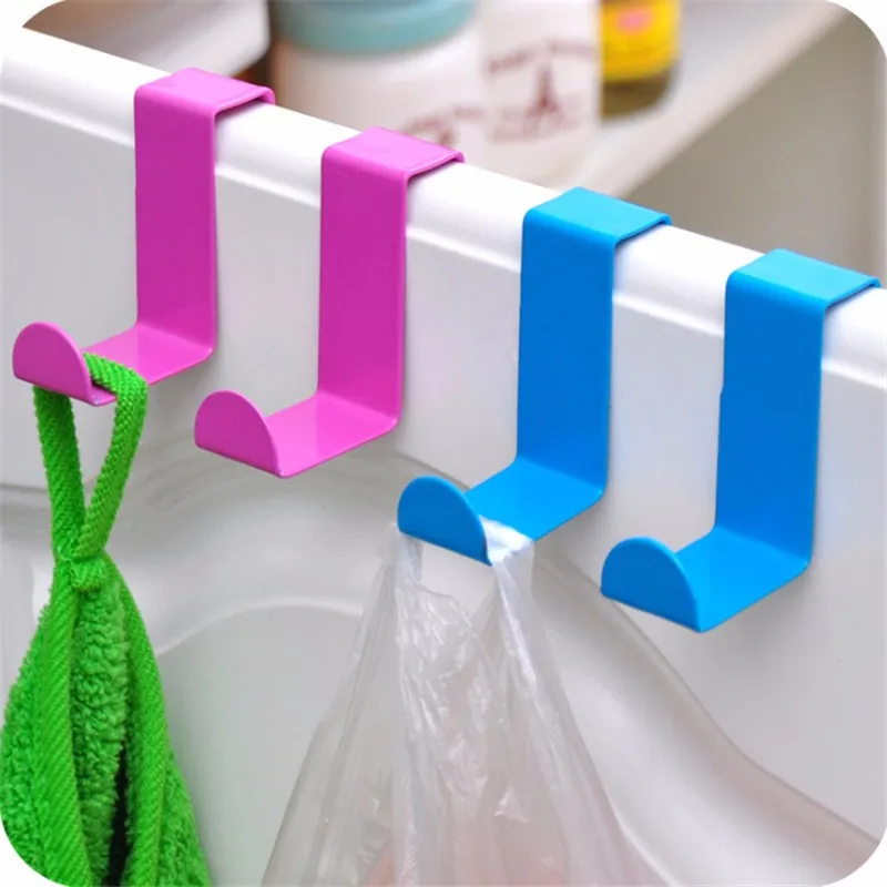 

2pcs Stainless Steel Door Hook Clothes Umbrella Organizer Kitchen Storage Wardrobe Organizers Space Saver Creative Hooks