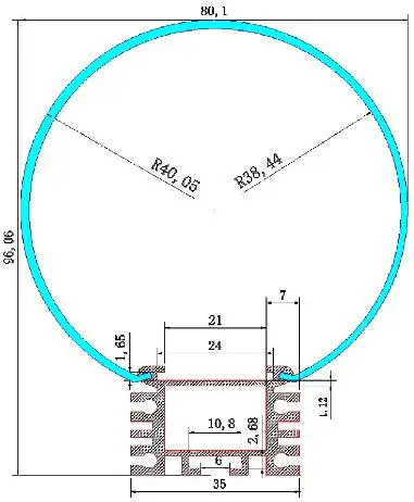 Круглый алюминиевый светодиодный светильник диаметр 80 мм линейный с опалом