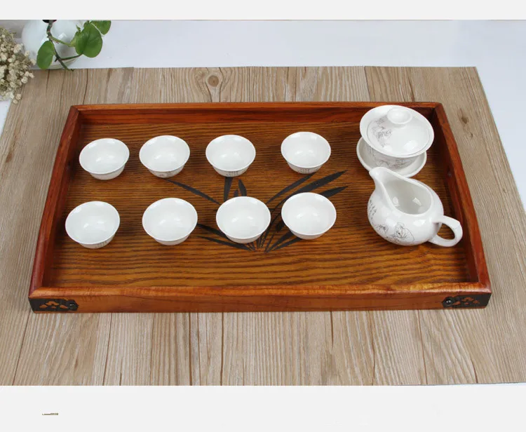 

1PC Visual Touch Tanoak Wood Dinning Bread Breakfast Tray Serving Trays for Dessert Cake Cupcake Fruit Large Tea Tray MF 009