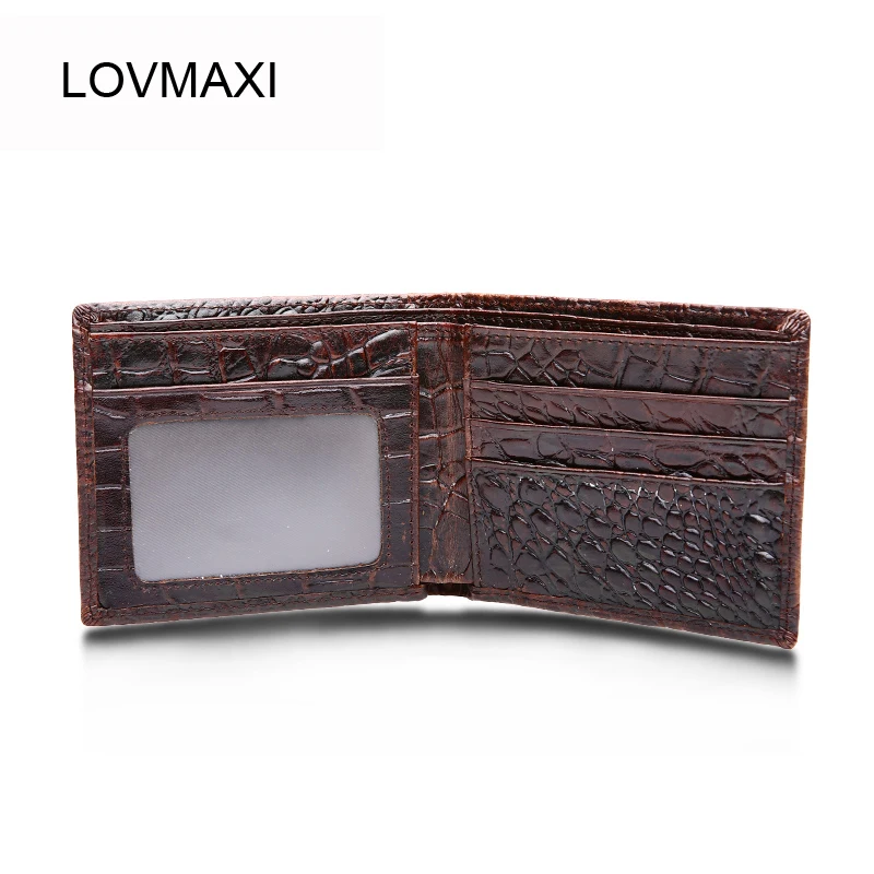 LOVMAXI винтажные кошельки из натуральной кожи, мужские повседневные кошельки кофейного цвета с узором «крокодиловая кожа», мужские короткие кошельки