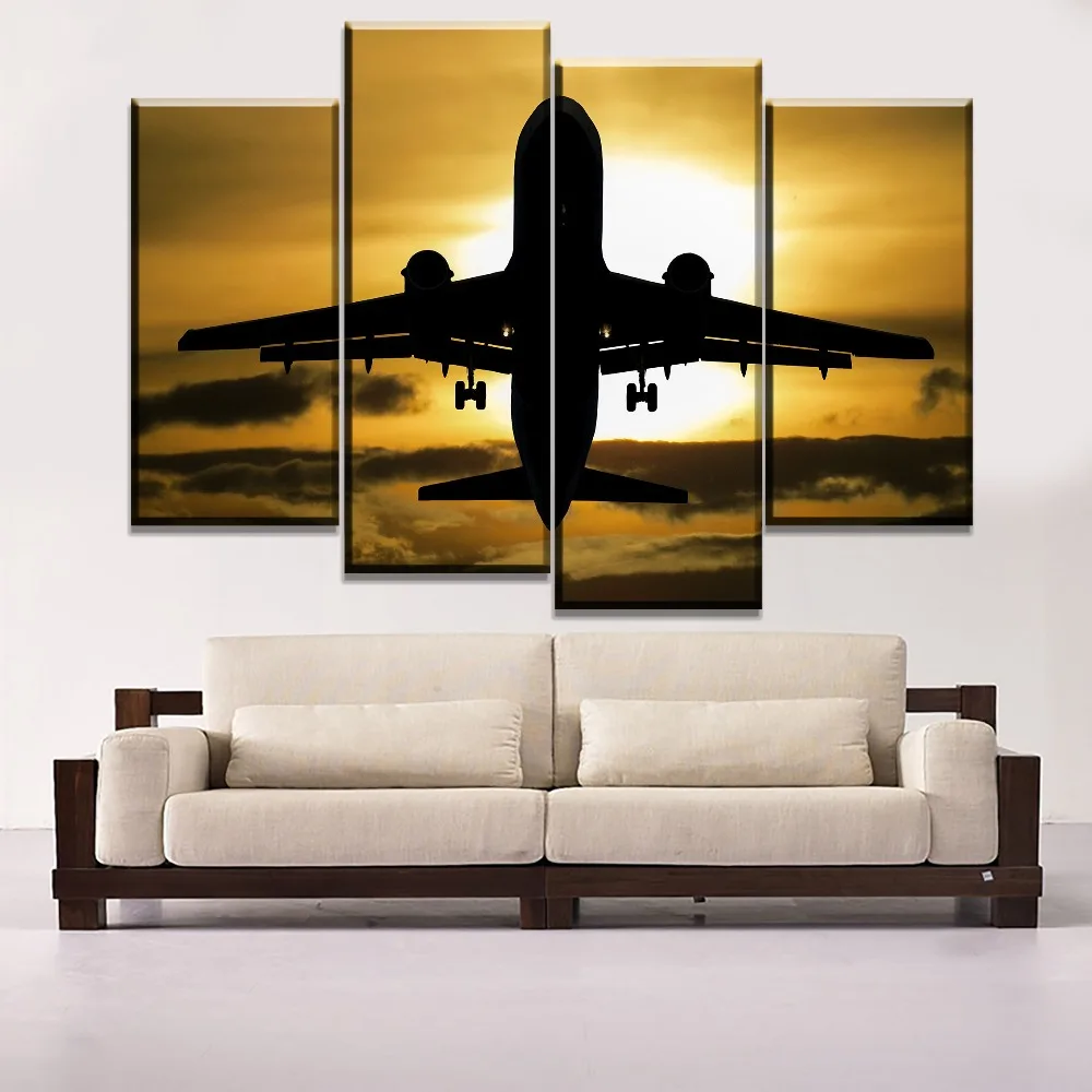 5 панелей Солнцезащитный ландшафт облако самолет плакат с черными тенями