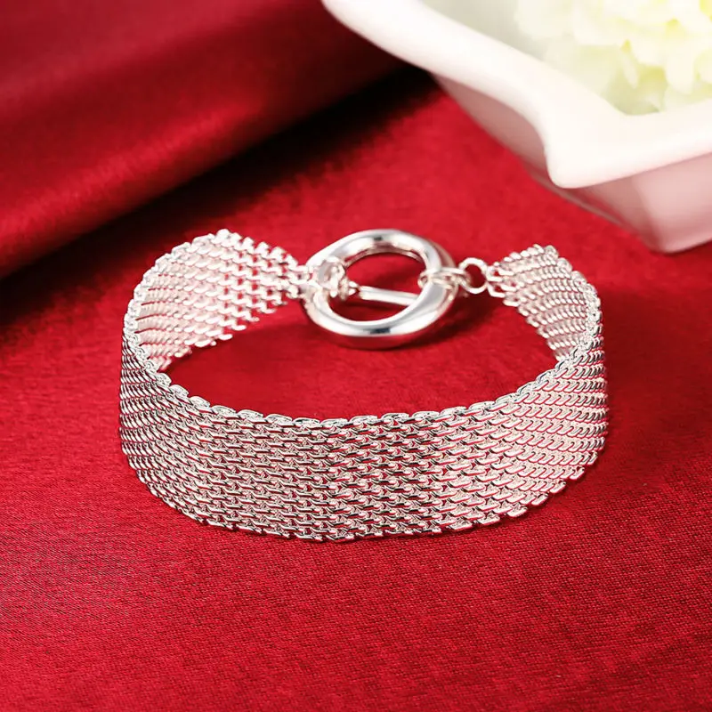 И Повседневная браслет байкера Argent Femme Homme сетка на застежке для женщин и мужчин серебряный браслет для вечерние Новогоднее украшение в подарок