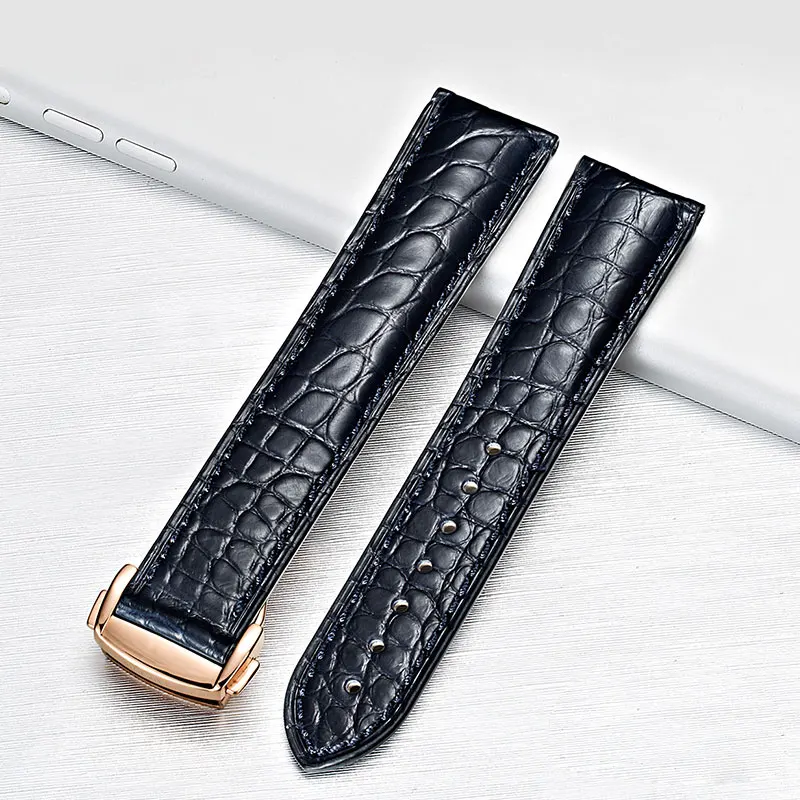 blue rose zhe HOWK ремешок для часов заменитель OMEGA ремешок для часов 19 мм 20 мм 21 мм настоящий ремешок для часов Аллигатор круглый узор ремешок для часов - Цвет ремешка: blue rose zhe