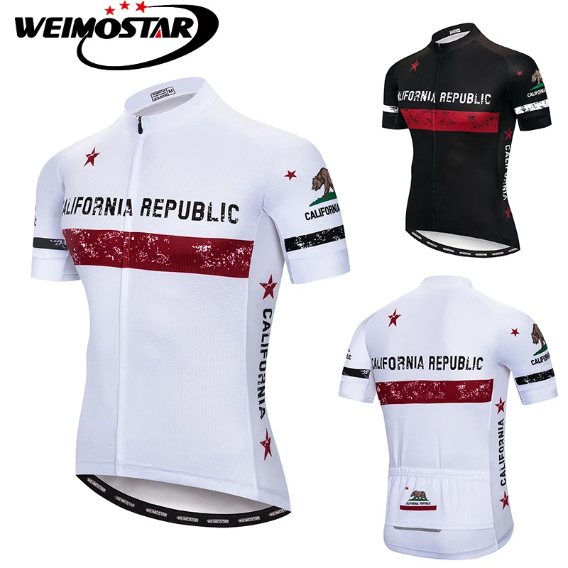 Pro Team Weimostar Cycling Jersey CALIFORNIA REPUBLIC ropa ciclismo Maillot ciclismo MTB Downhill Jersey White/Black