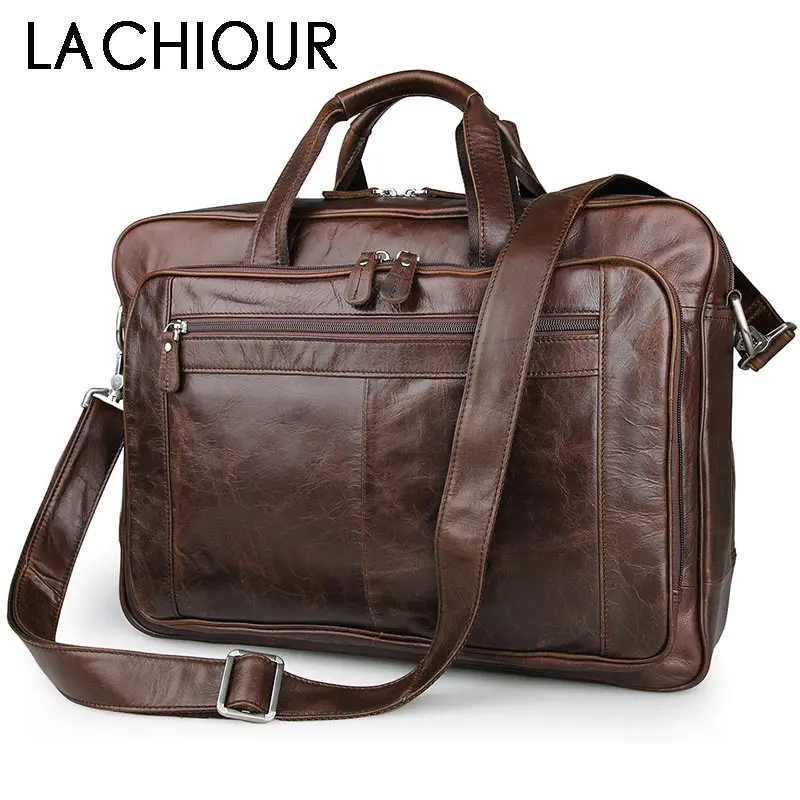 LACHIOUR Genuine Leather Men Bag Vintage Totes Handbags Brand Fashion Male Messenger Bags Briefcase Men's Travel Shoulder Bags