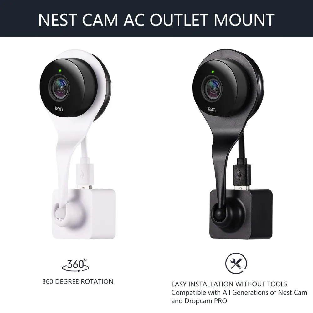 Розетка переменного тока с поворотом на 360 градусов для камер гнездышков и Dropcam PRO