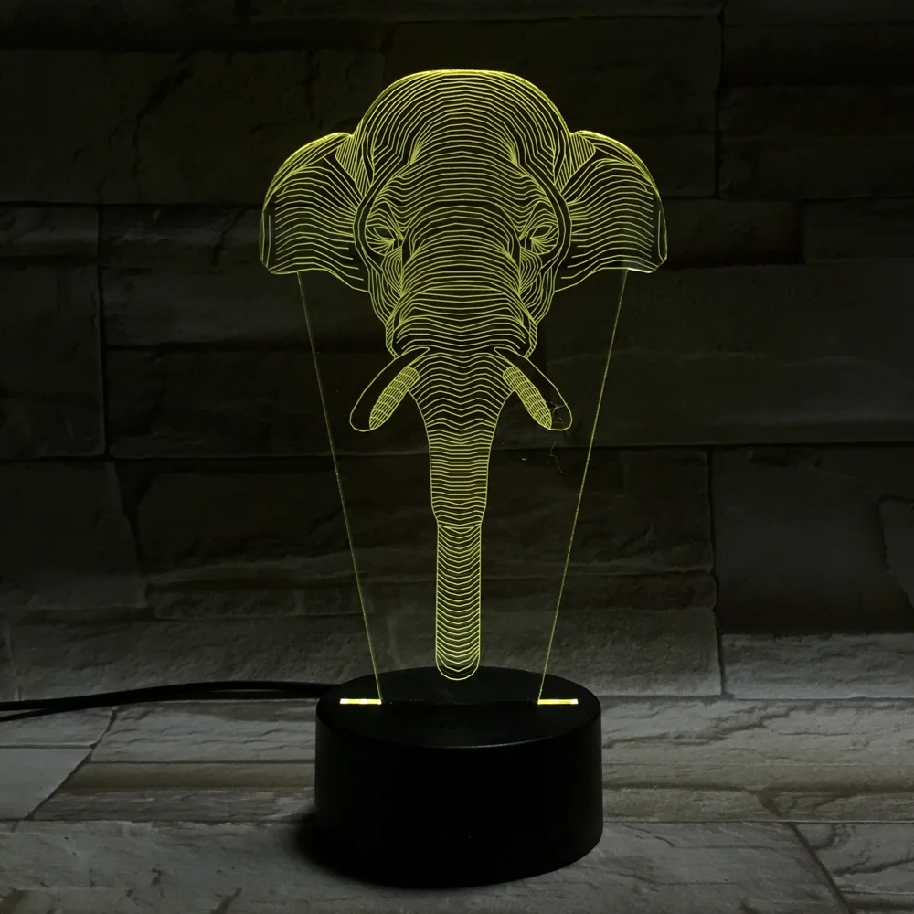 Слон Led ночник 3d Визуальный акриловый выгравированный багажник шаблон