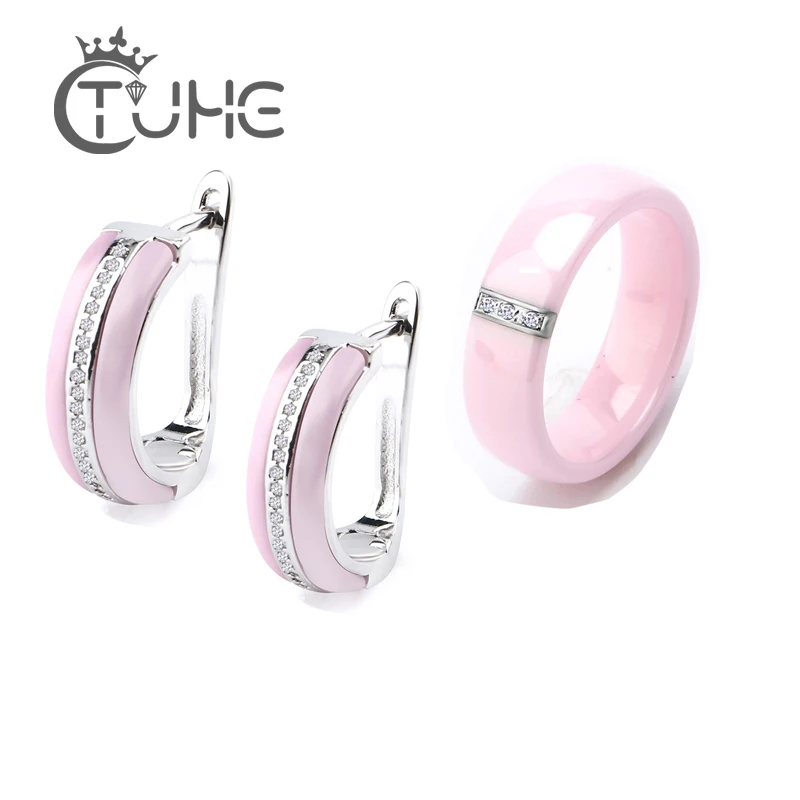 Набор керамических украшений из кубического циркония CZ романтические розовые