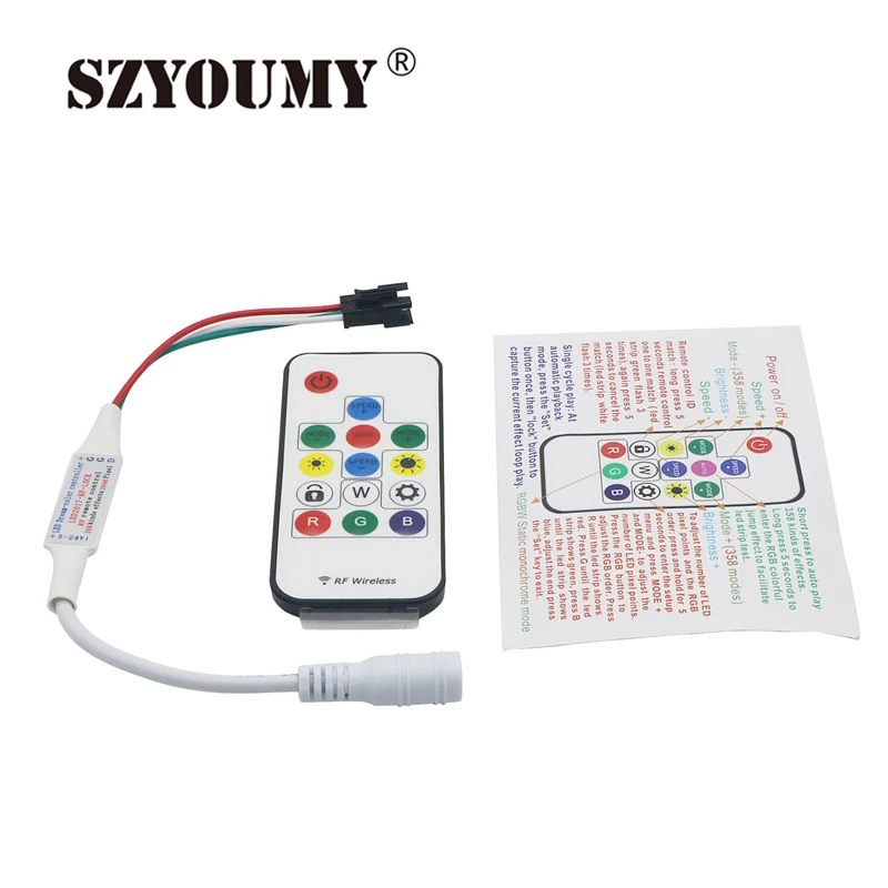 SZYOUMY SP103E RF контроллер 14key для DC5V WS2812 DC12V WS2811 Dream Color LED Strip Light 1 шт./лот|rf controller|controller