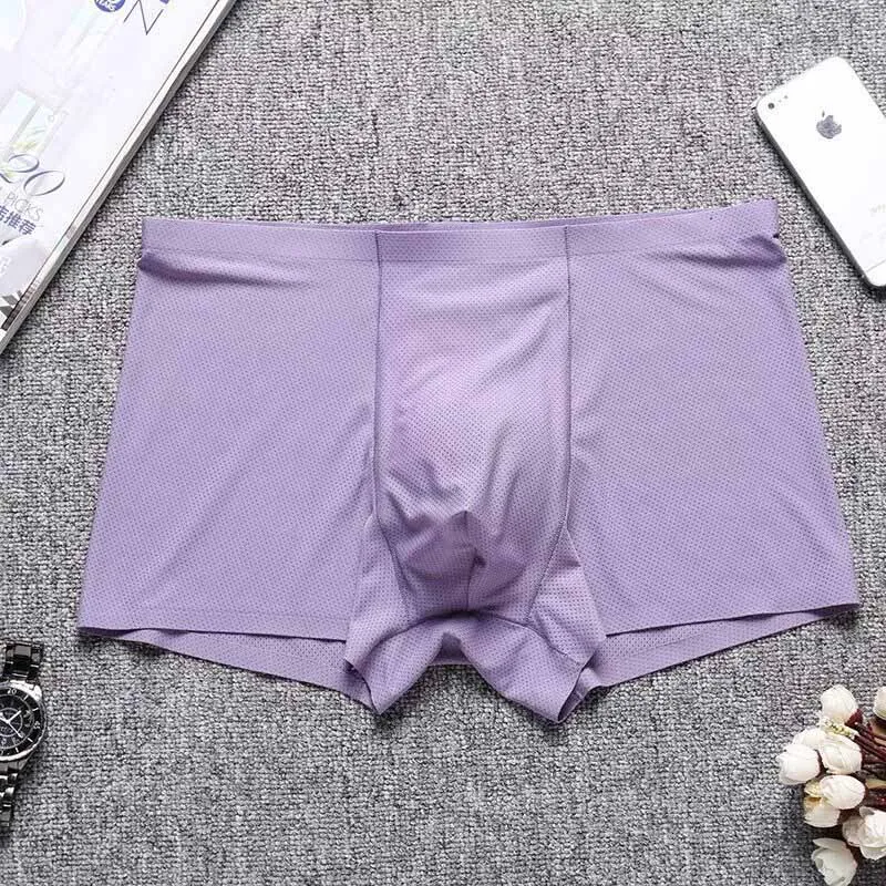 Новинка 3 шт. ледяное шелковое Мужское нижнее белье мужские боксеры чистый цвет