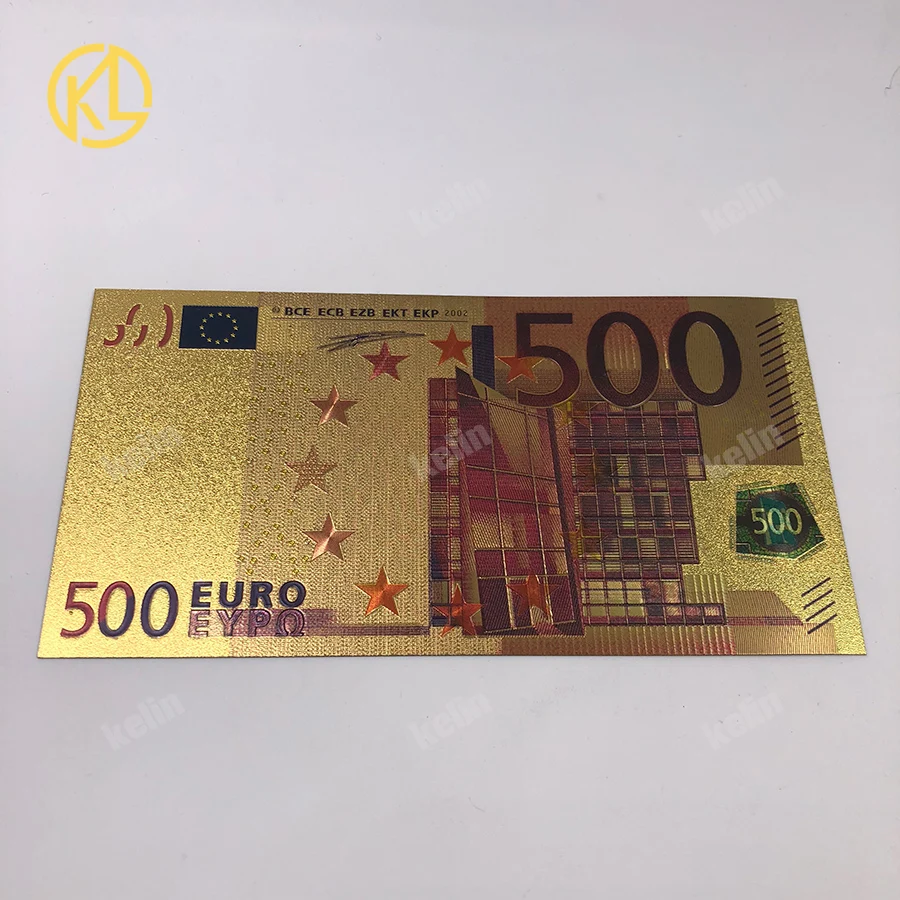 Горячая Euro500 10 шт./лот красочные Европейская банкнота валют 500 Банкноты евро в центре сообщений в течение 24 K Gold Фольга фальшивых денег для подарков
