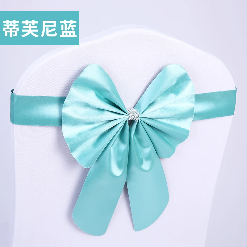 

Candy Colorful Satin Silk Cloth Chair Seat Back Cover Bow Sashes Bands DIY Ribbon Wedding Party Banquet Decoration CR-980