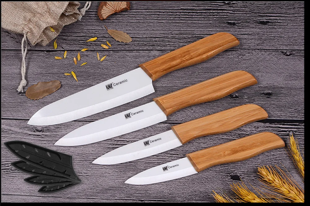 XYj керамические циркониевые оксид Ножи Нож для Разделки мяса бамбуковый нож