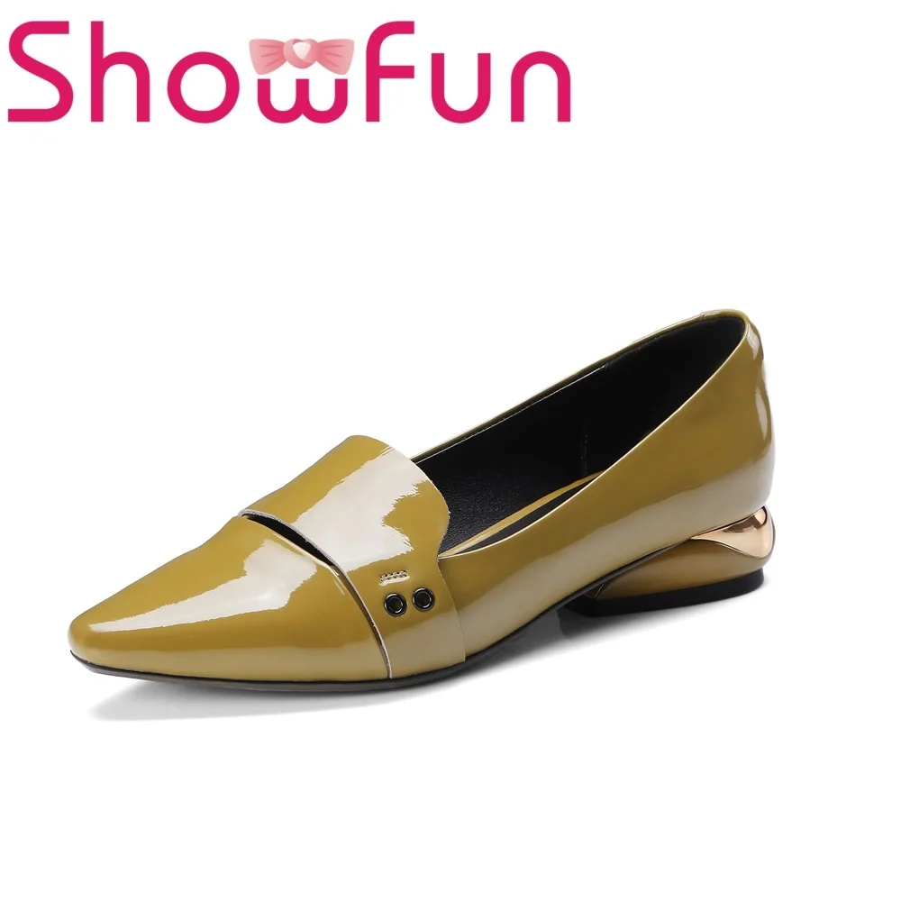 Showfun из натуральной лакированной кожи в деловом стиле модные с острым носком без