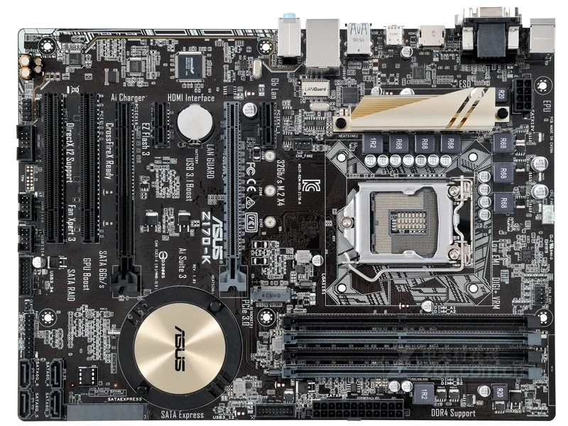 Online Kostenloser Versand Original Motherboard Für Für ASUS Z170-K DDR4 LGA 1151 USB 3,1 64GB VGA DVI HDMI Desktop Mother