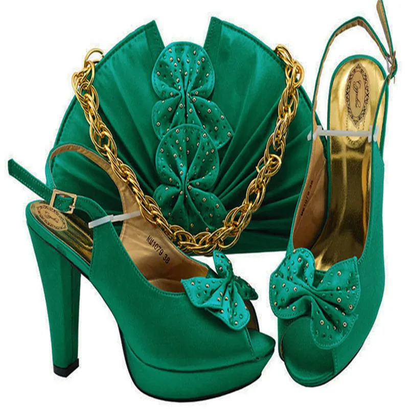 Teal Комплект из итальянских туфель и сумочки высокого качества; модные элегантные женские Вечерние туфли на высоком каблуке и сумочка; 8 цветов ; M1079 - Цвет: Teal