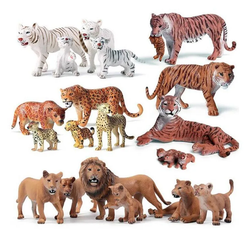 6 шт. дикие Тигры Львы животные фигурка тигра детеныш женский Тигр модель фигурки