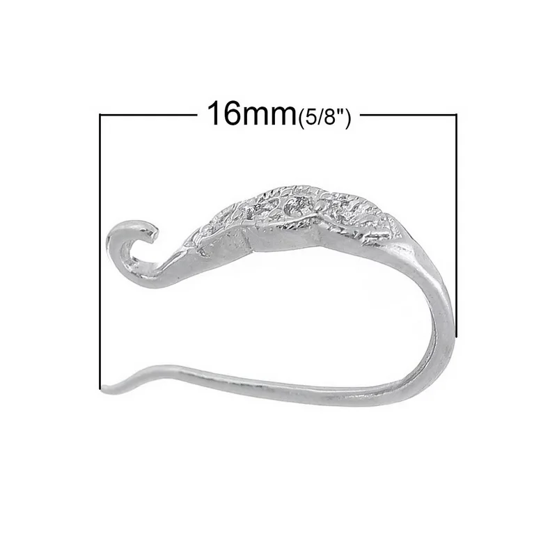DoreenBeads медные сережки фурнитура для сережек серебряный цвет 16 мм (5/8 ") x 9 (3/8") 2