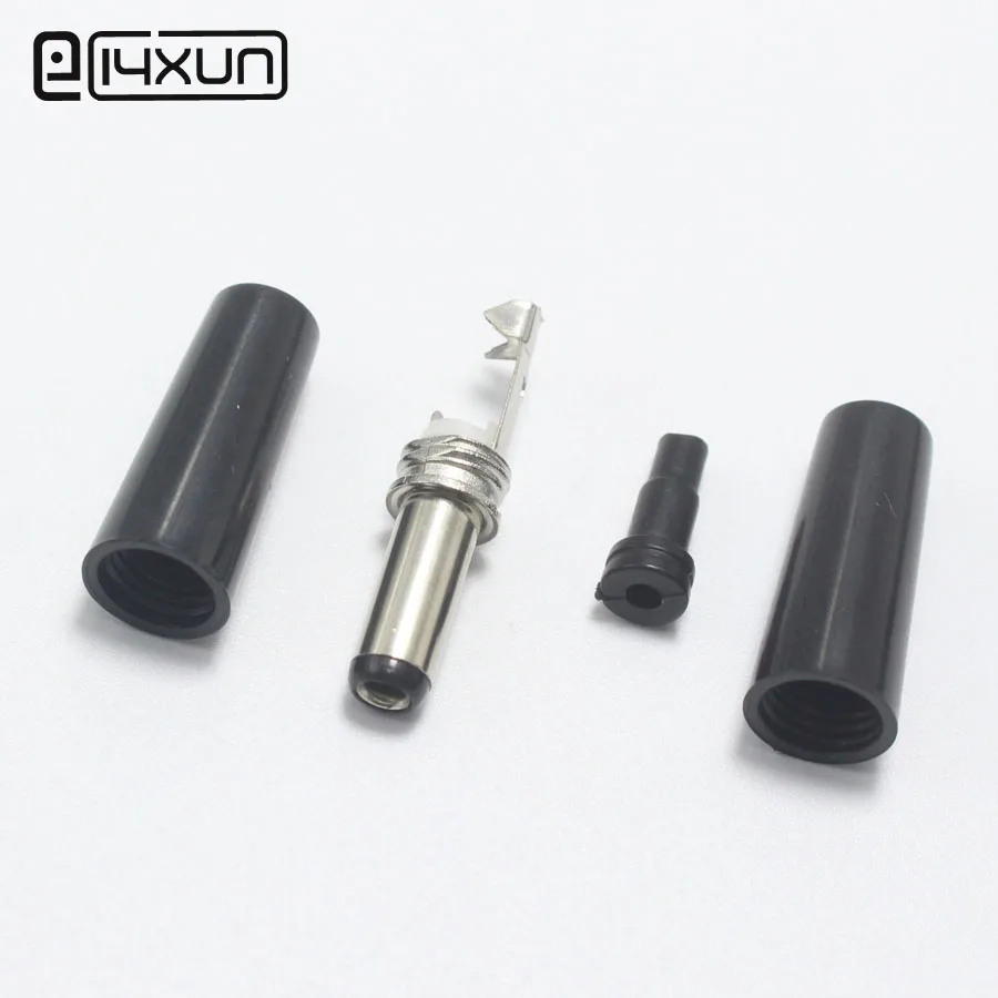 Штепсельная Вилка постоянного тока 5 5*2 мм с хвостовиком 1 шт. черный цвет АБС