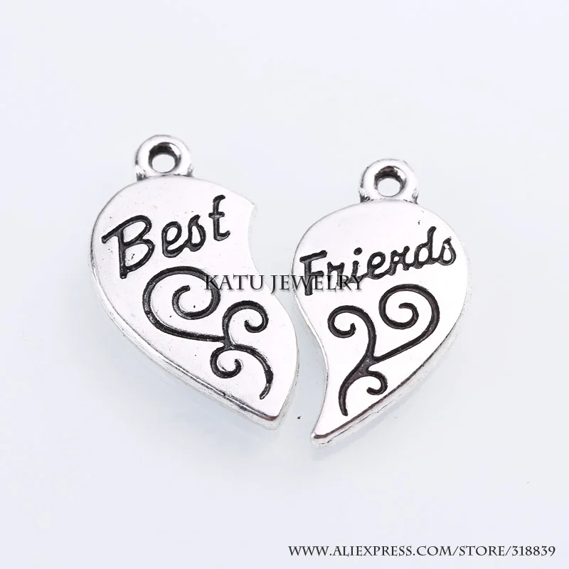 Винтажные Серебристые Кулоны Из Сплава Цинка С Камео Буквами Best Friend, DIY Алфавитная Бижутерия, Подвески Кулоны Для Лучших Друзей, 7сетов/лот, C8904