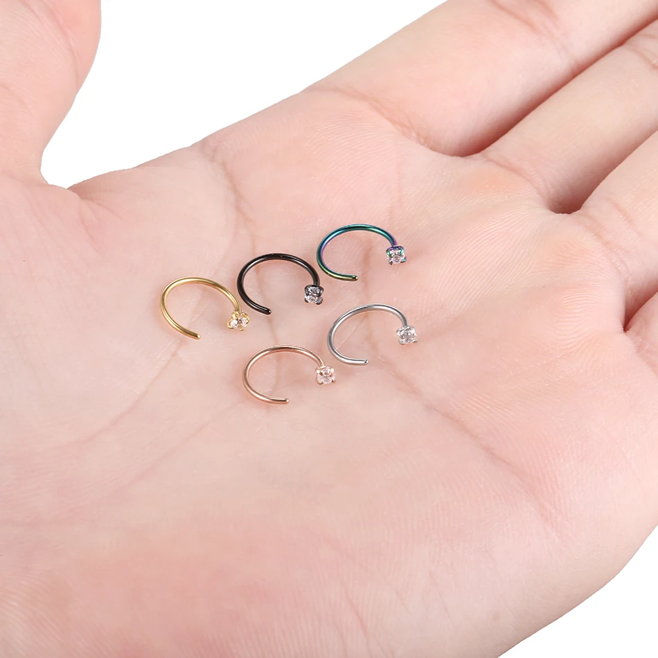 1 шт. стальной зубчатый пирсинг кольцо с цирконием искусственная перегородка