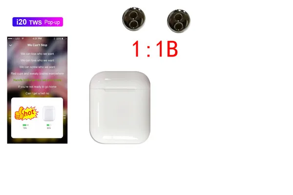 original i20 B I20 I20 tws оригинальные настоящие 1:1 размер Bluetooth 5,0 гарнитура 6D бас беспроводные наушники PK i100 i30 tws - Цвет: original i20 B