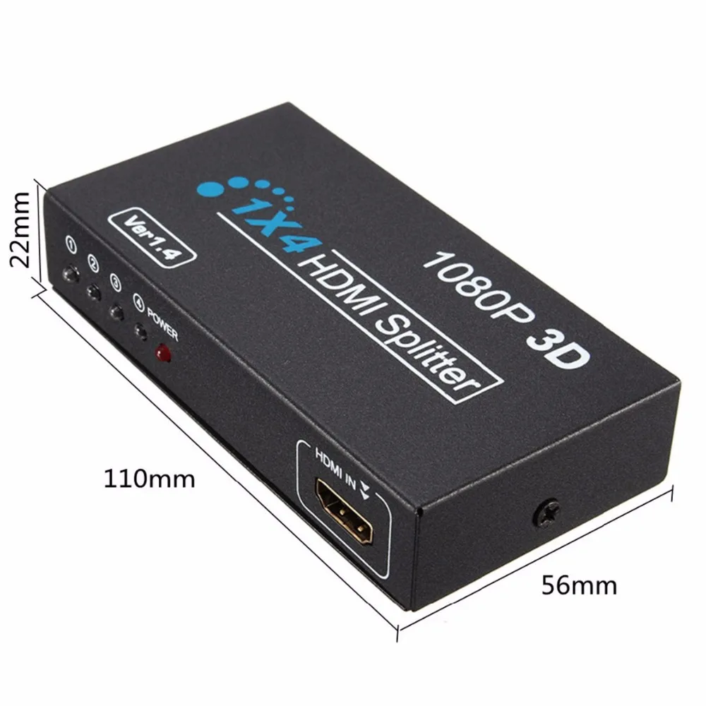 BESIUNI 1 в 4 Выход HDMI 1,4 сплиттер 1X4 HD 1080P 3D Дубликатор Усилитель Переключатель hdmi сплиттер 1x4 для ПК ТВ коробка PS3 DVD