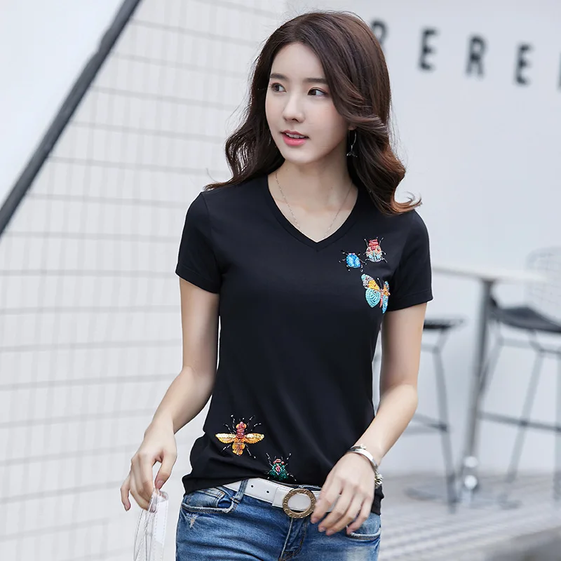 Летняя мода свободные сексуальные 3D блестки топ бриллианты вышивка бисером