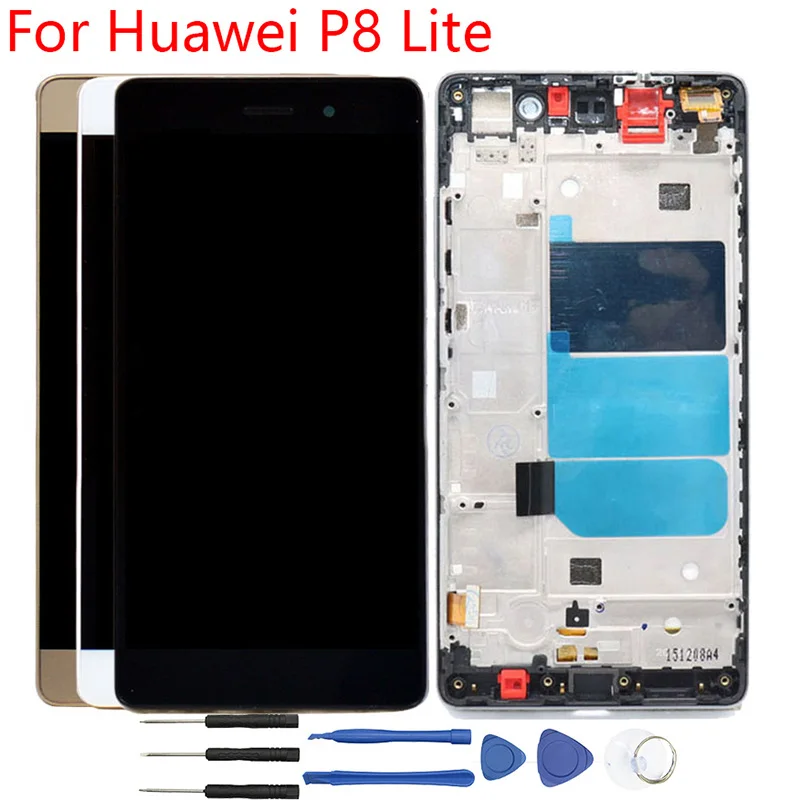 P8 Lite ЖК дисплей для huawei сенсорный экран с рамкой ale l04 l21 стекло замена|Экраны