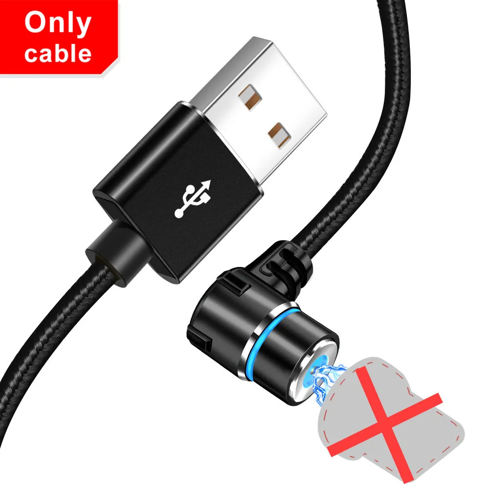 Only Black Cable Магнитный кабель OLAF для быстрой зарядки 90 градусов Type C Micro USB для Iphone 7 X XS Max для Redmi Note 7 Mi 8 для Huawei P20 lite pro - Цвет: Only Black Cable