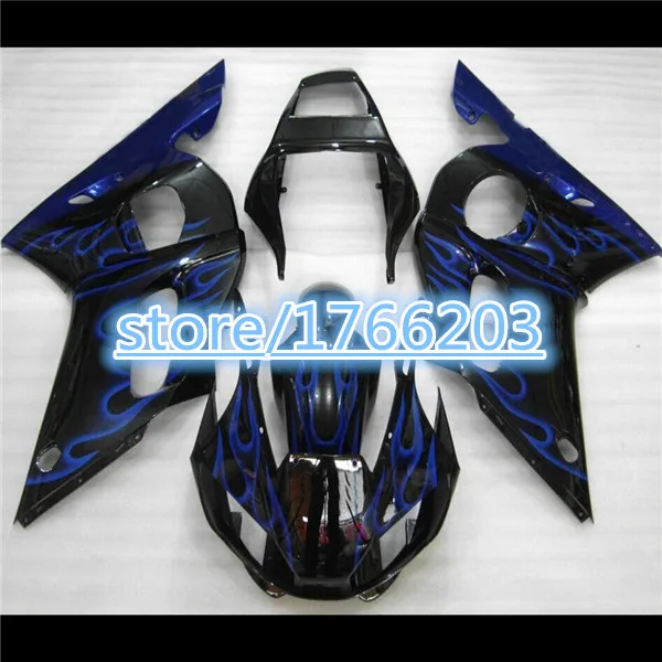 

Обтекатель для YZF R6 1998-2002, обтекатель с голубым пламенем и черным цветом, YZF-R6 98-02 YZFR6 98 99 00 01 02, комплект обтекателей