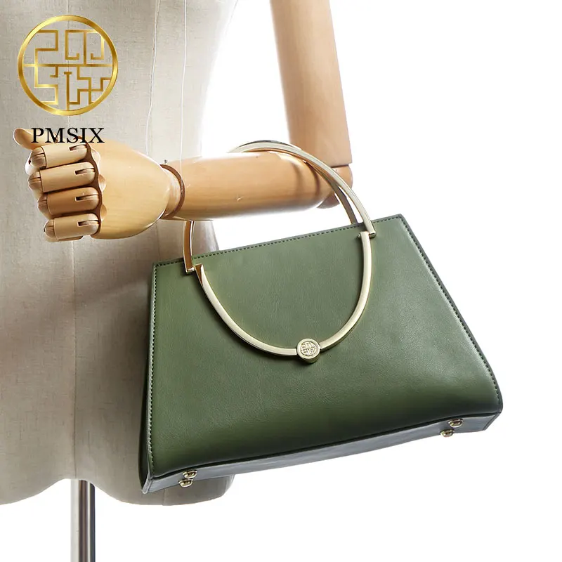PMSIX New Simple Women Bag Chinese Style Art Fresh Crossbody Pure Color Female Handbags Green/Red/Light Pink P120049 | Багаж и сумки
