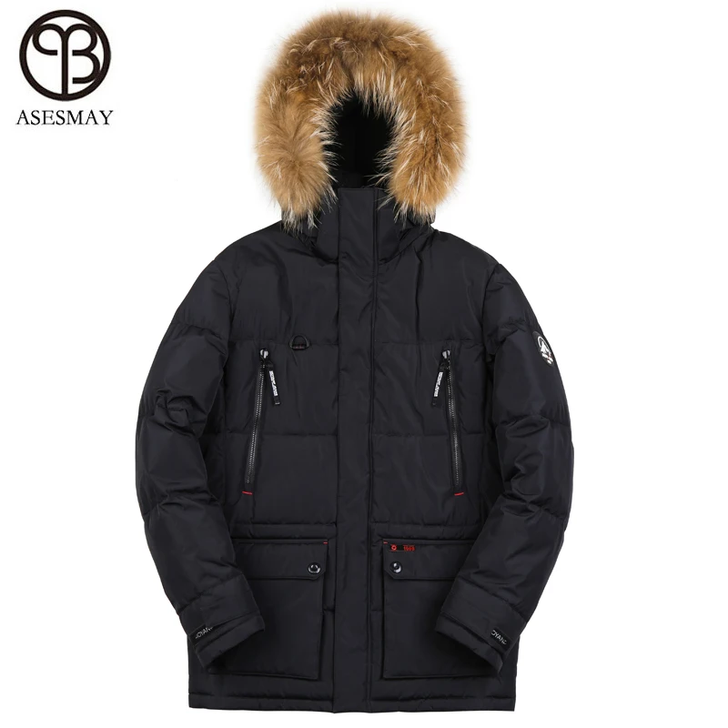 Asesmay 2018 Новая модная зимняя куртка для мужчин теплое пальто Модная Повседневная