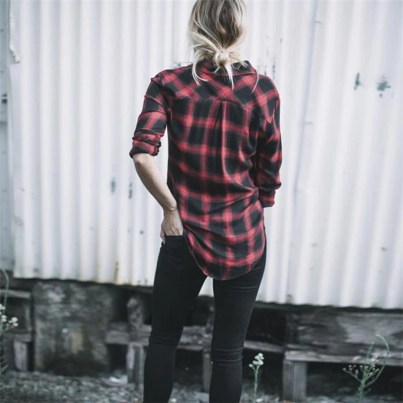 New Brand 2018 Plus Size Women Blouse Shirt Casual Loose Clothing Punk Style Big Plaid S-XL #NNTW |