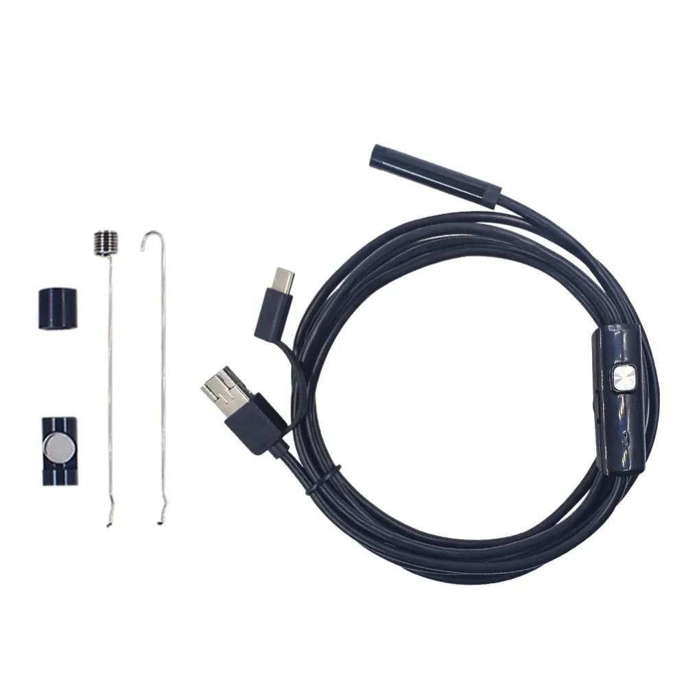 Новейшая 3 в 1 полужесткая USB бороскоп Инспекционная камера 2.0MP IP67 водонепроницаемая змеиная камера с 8 светодиодами для Android Windows