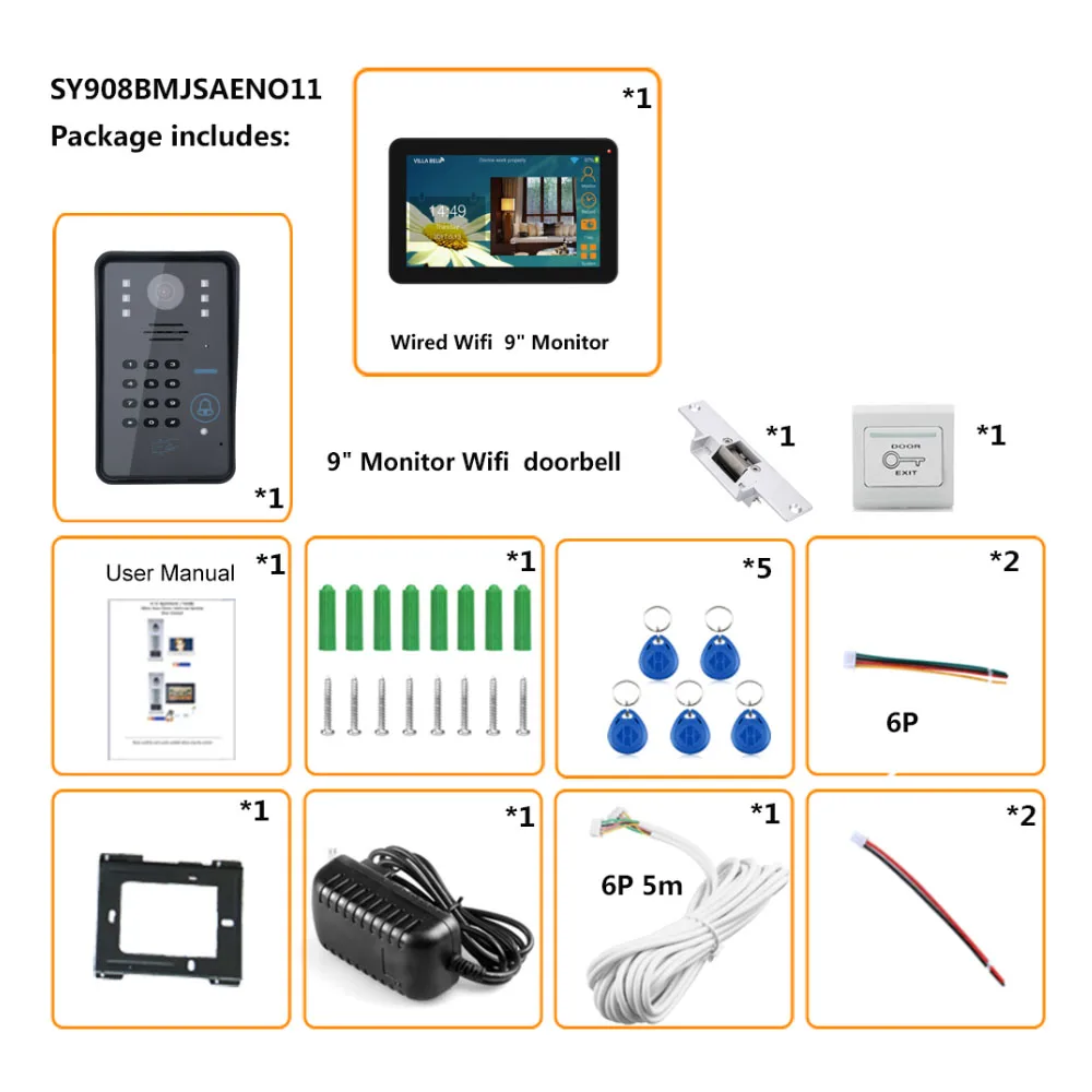 Ходовой товар 9 дюймовый один монитор одна камера проводной беспроводной Wi Fi RFID