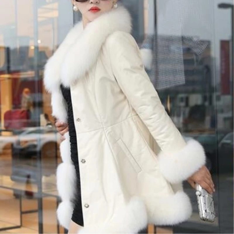 Женское пальто из овечьей кожи однотонное приталенное искусственного меха с