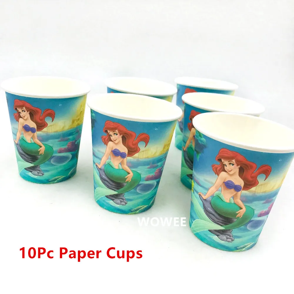Вечерние украшения в виде русалки, скатерть, подстаканник, соломенная салфетка, Подарочный пакет, свечи, конфета попкорн, коробка для детей на день рождения