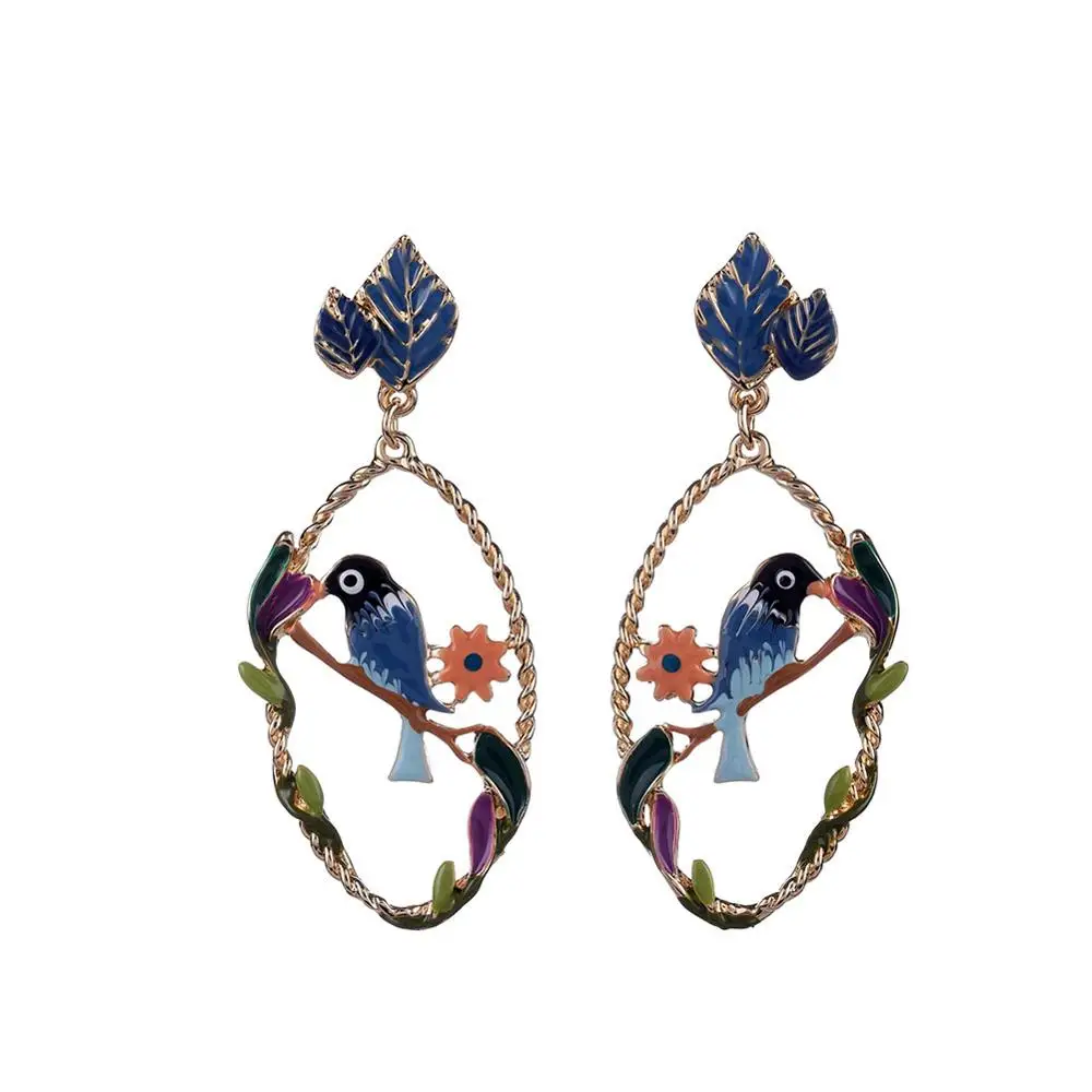 Серьги Подвески ручной работы в виде птицы цветка 2019 богемные длинные большие